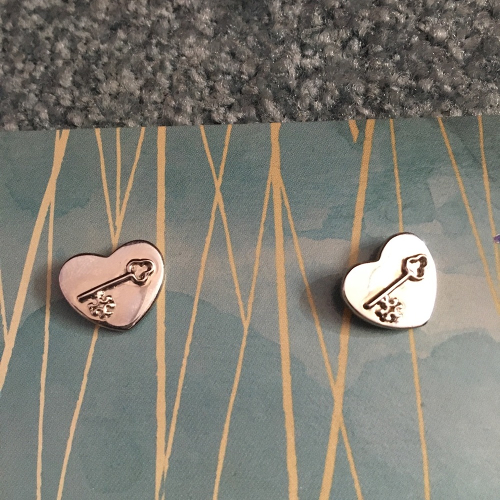 TORY BURCH Silver Heart Earrings